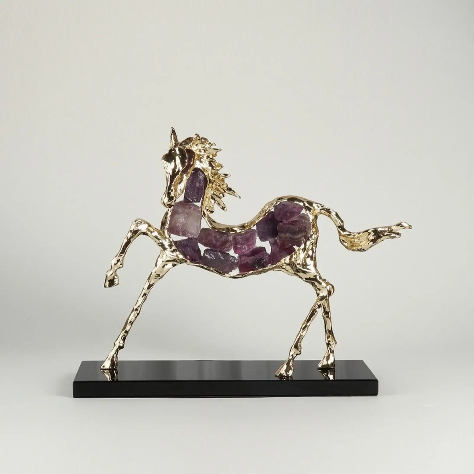 Escultura de Caballo con Cristales y Acabado Metálico Moderno - imagen 3