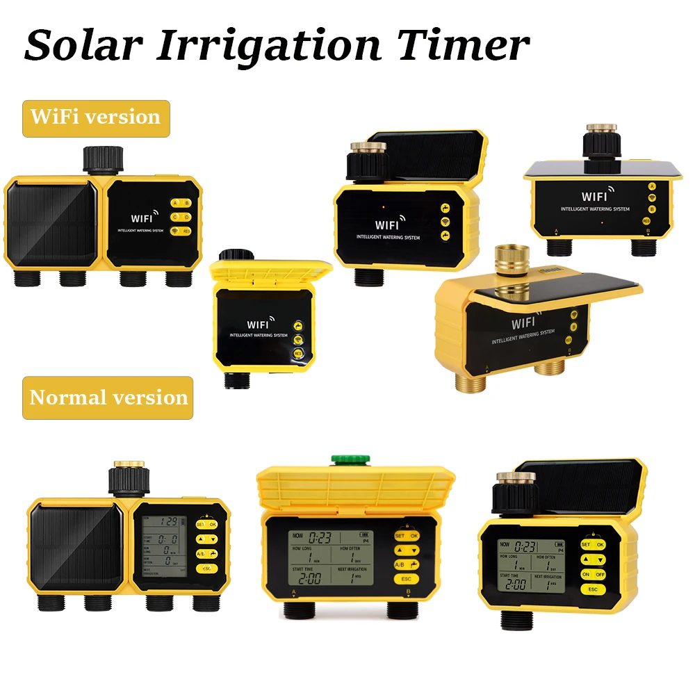 Temporizador de riego solar WiFi con panel fotovoltaico integrado
