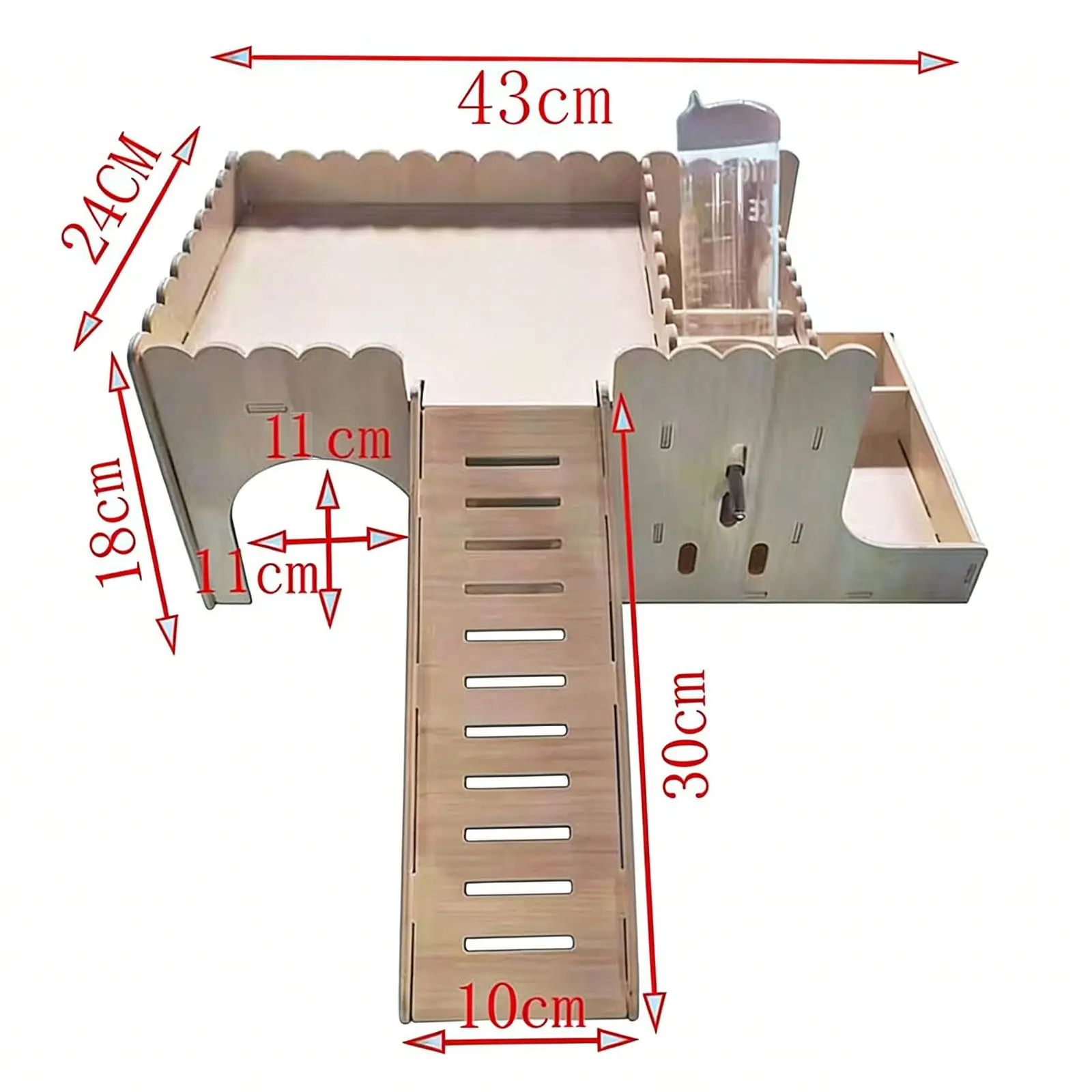 Casa de madera para cobayas con escalera