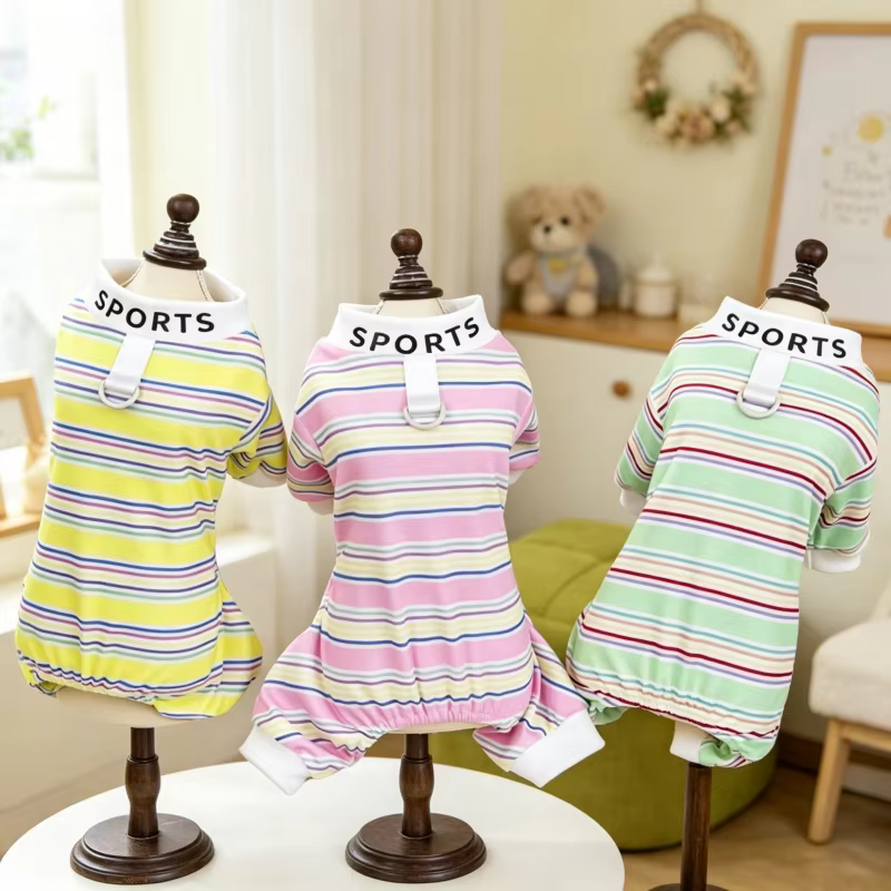 Pijama a rayas para perros y gatos – Mono suave de Chihuahua - imagen 4