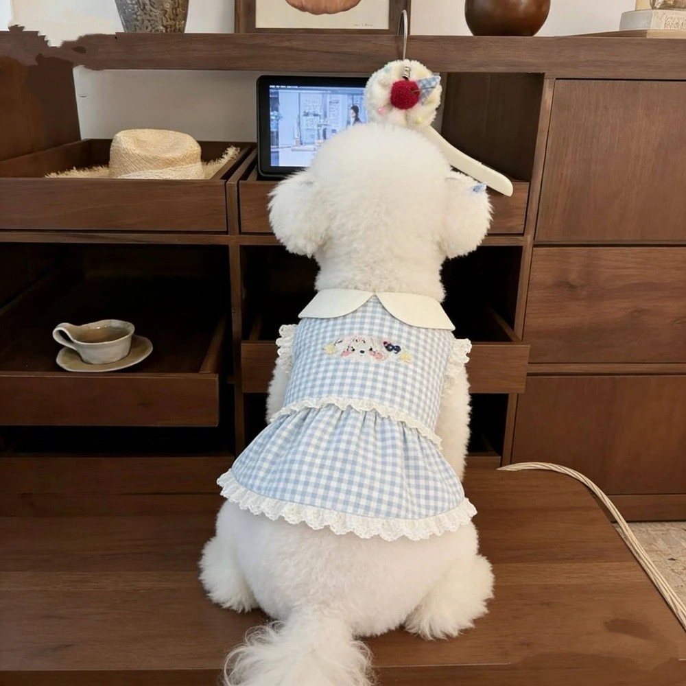 Vestido de encaje con cuadros para perros pequeños: ropa de princesa - imagen 5