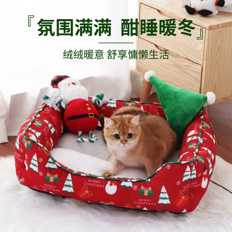 Cama navideña para gatos y perros pequeños – Tapete cálido invierno - imagen 4