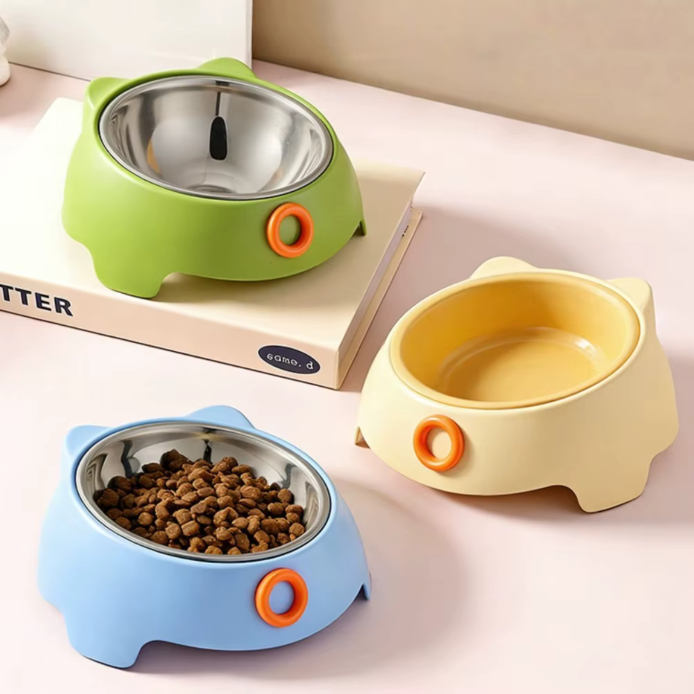 Comedero acero inoxidable para perros y gatos – Borde inclinado para cuello, antivuelco - imagen 5