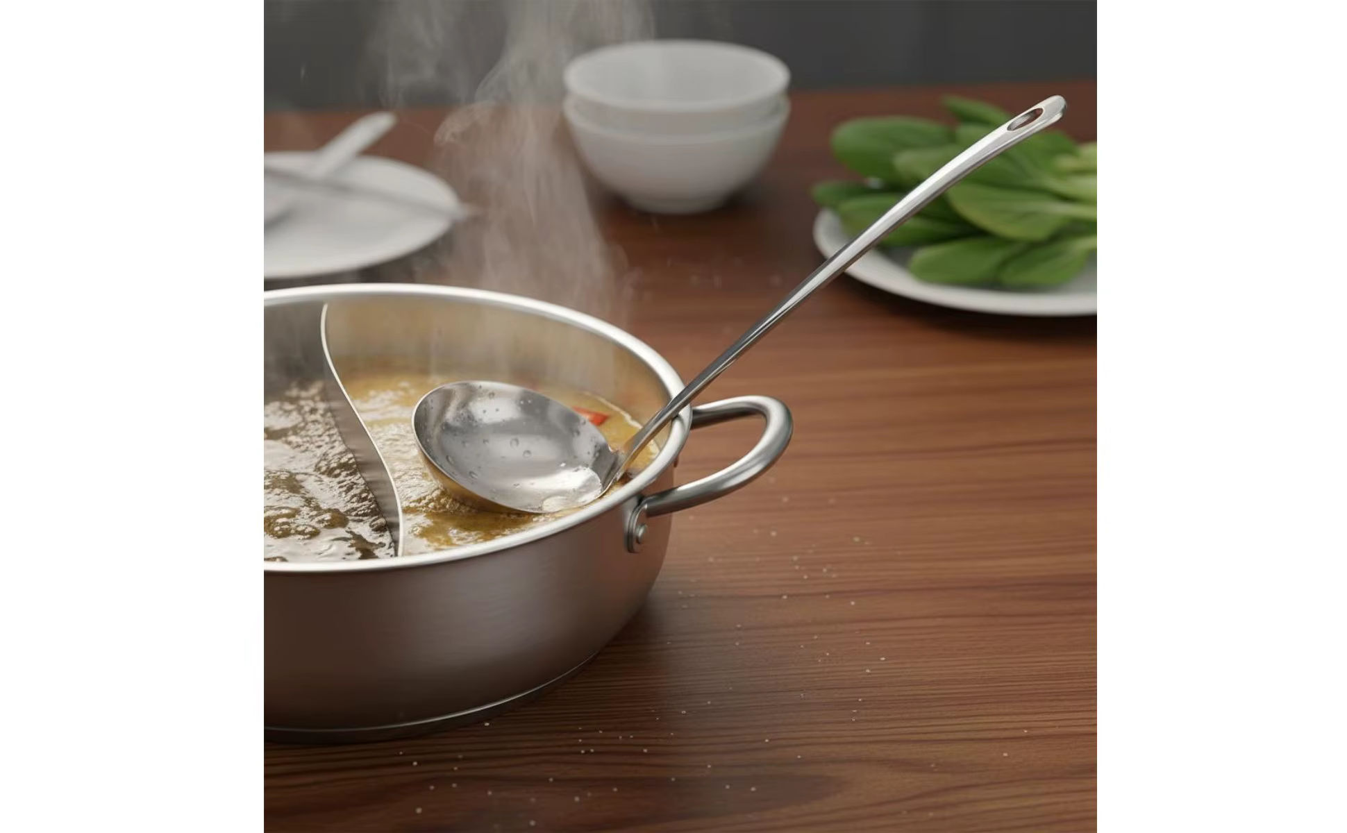 Espumadera y cuchara de acero inoxidable para olla caliente