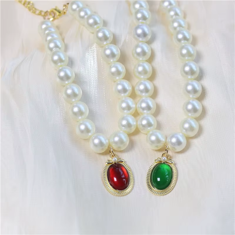 Collar elegante con perla y piedras para gatos y perros pequeños - imagen 5