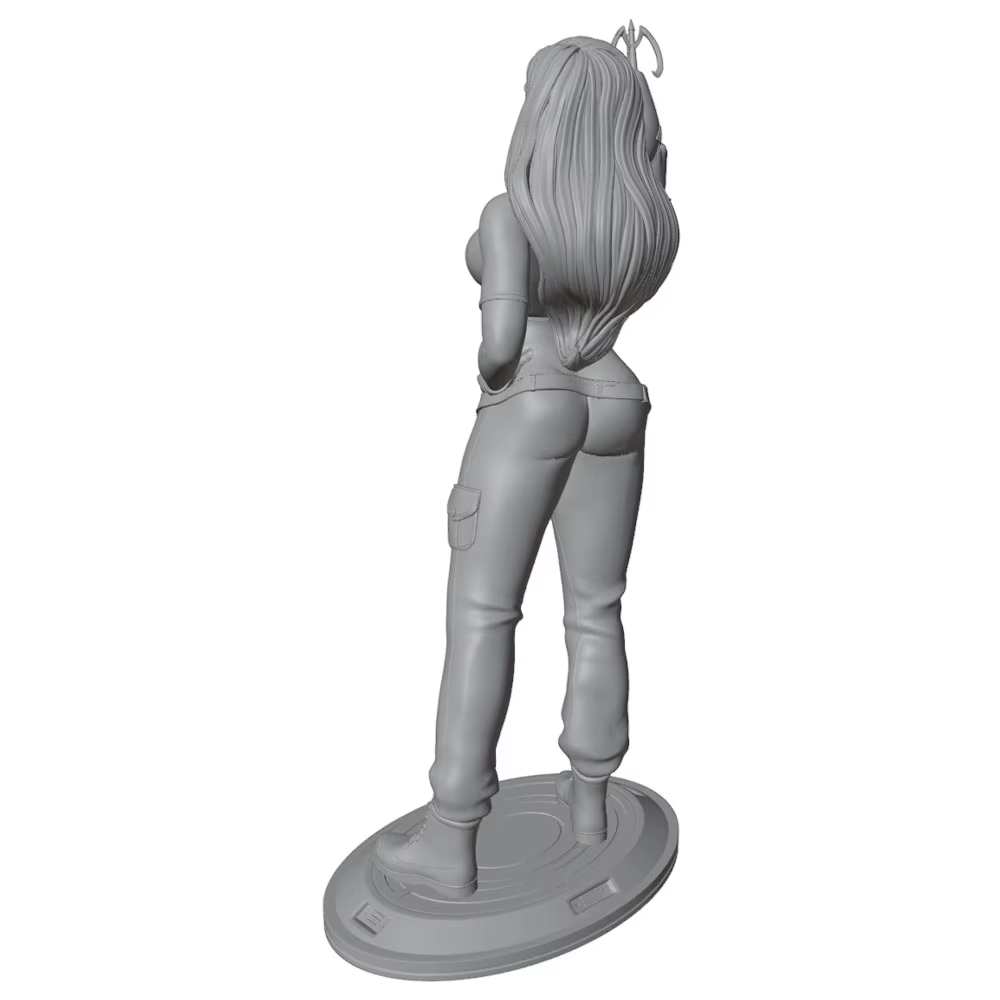 Vista trasera de la figura de resina altamente detallada