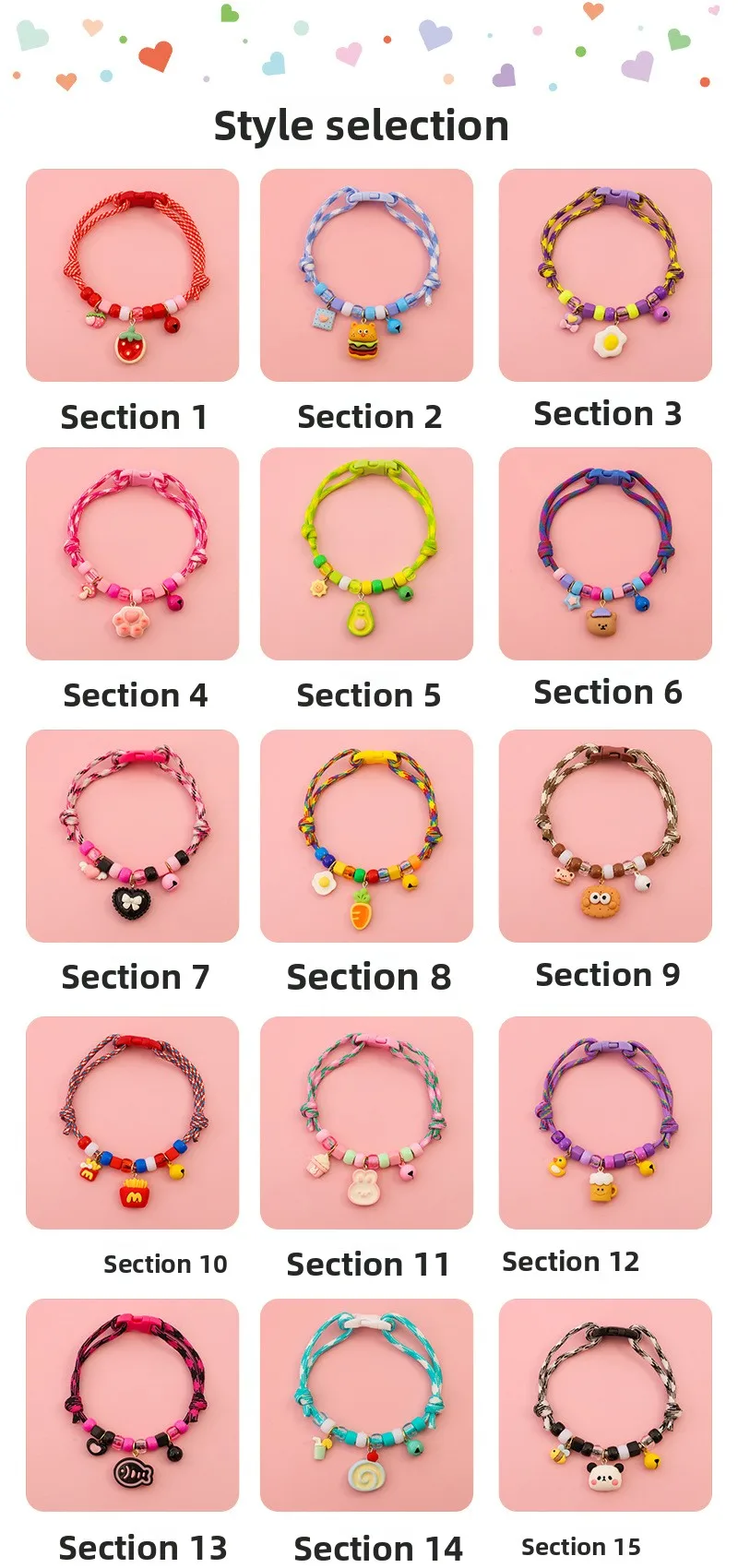 Collar con charms de fresa y corazón para gatos y perros