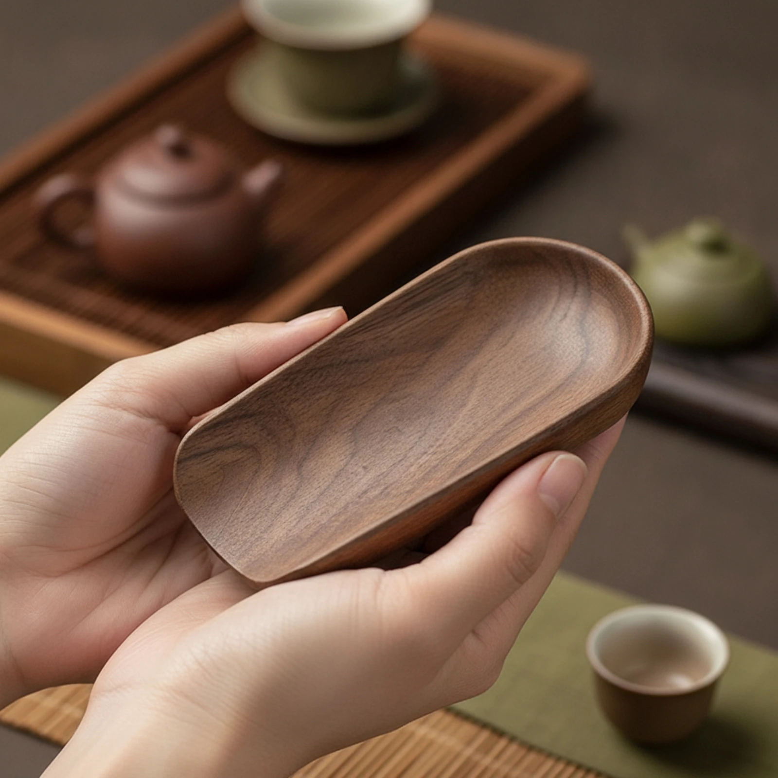 Bandeja de té de nogal para mascotas – Mesa auxiliar de madera natural - imagen 3