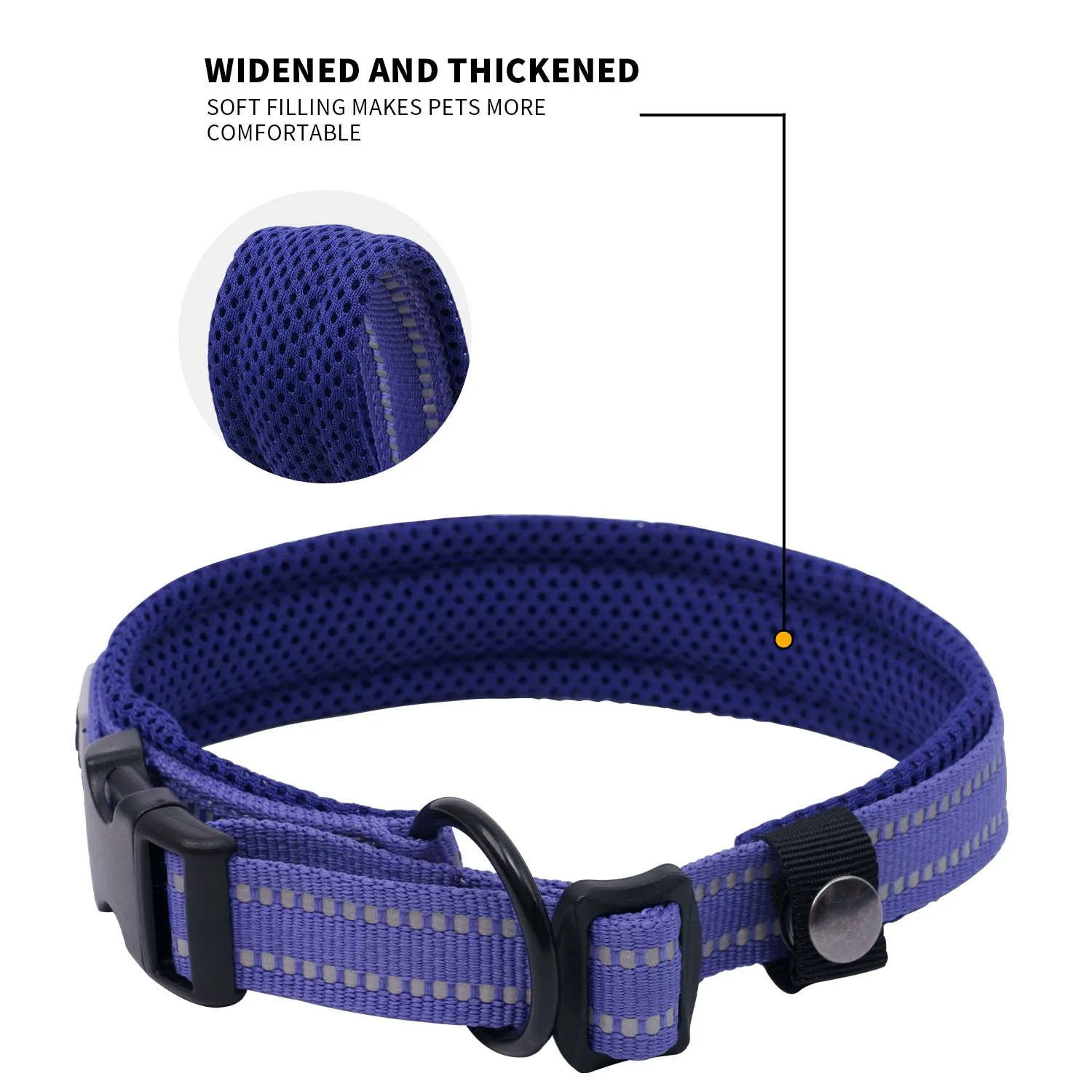 Collar acolchado ajustable reflectante de malla para perros, Dachshund