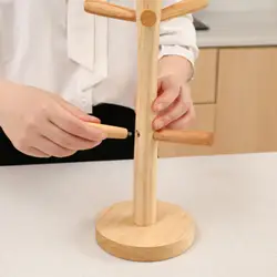 Organizador de tazas de bambú – Soporte para secar tazas de cocina