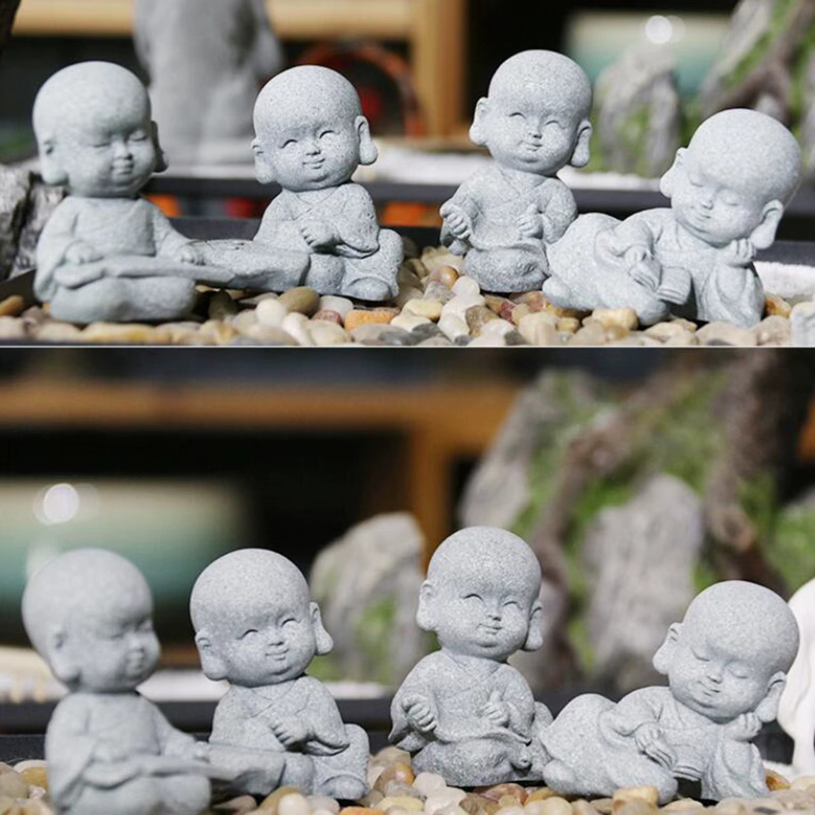 Figura decorativa de Buda monje en resina para interior y jardín - imagen 2