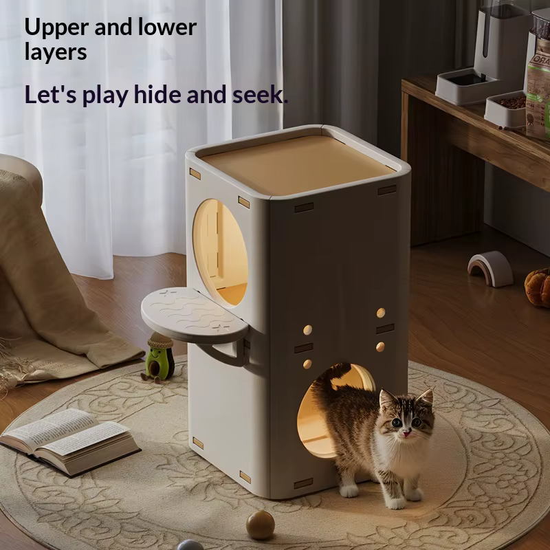 Árbol rascador multinivel para gatos con cueva cálida - imagen 2