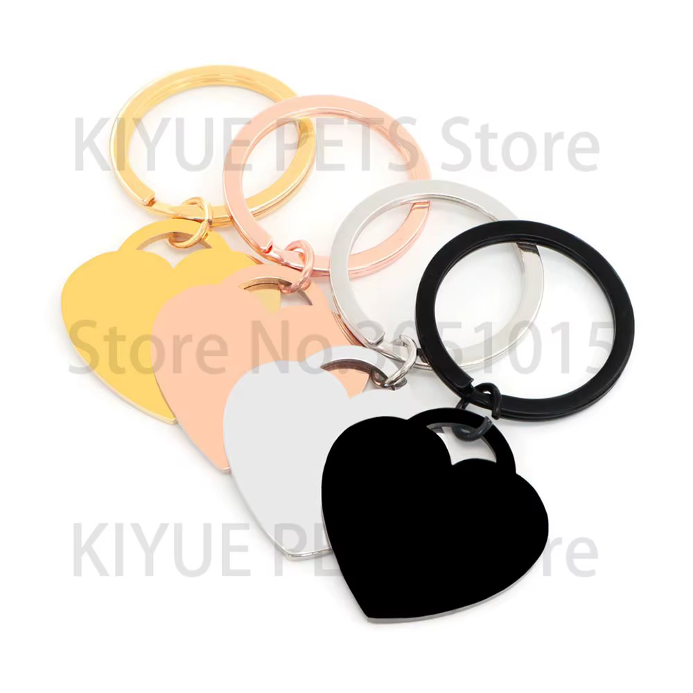 Placa identificativa de acero para perros y gatos – Corazón grabable - imagen 3