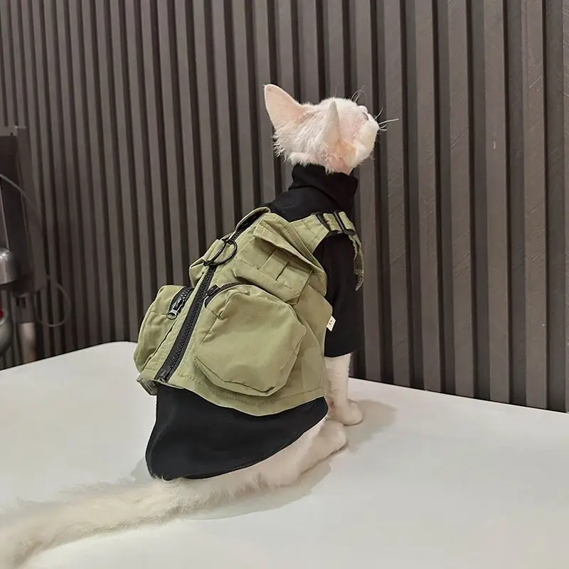 Conjunto ropa para gato y perro mini Sphynx: camiseta y chaleco cargo - imagen 4