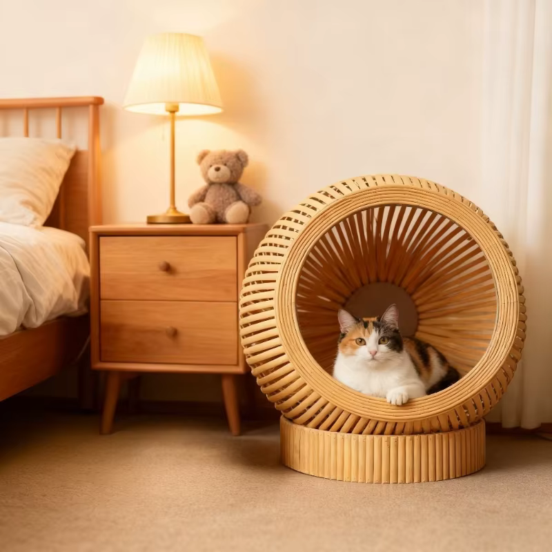Cama nido de ratán para gatos – Semi cerrada y transpirable - imagen 4