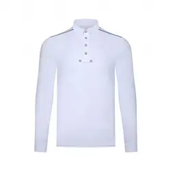 Polo ecuestre elástico de manga larga para hombre con cuello alto