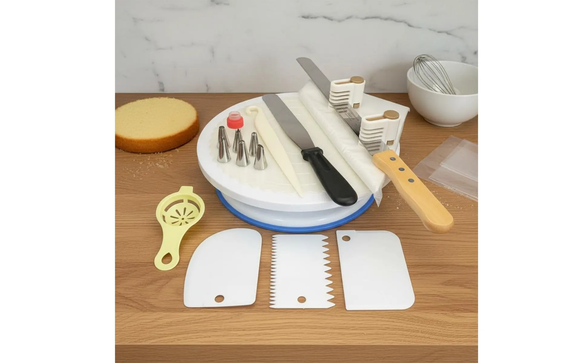 Base giratoria para pasteles con superficie de trabajo