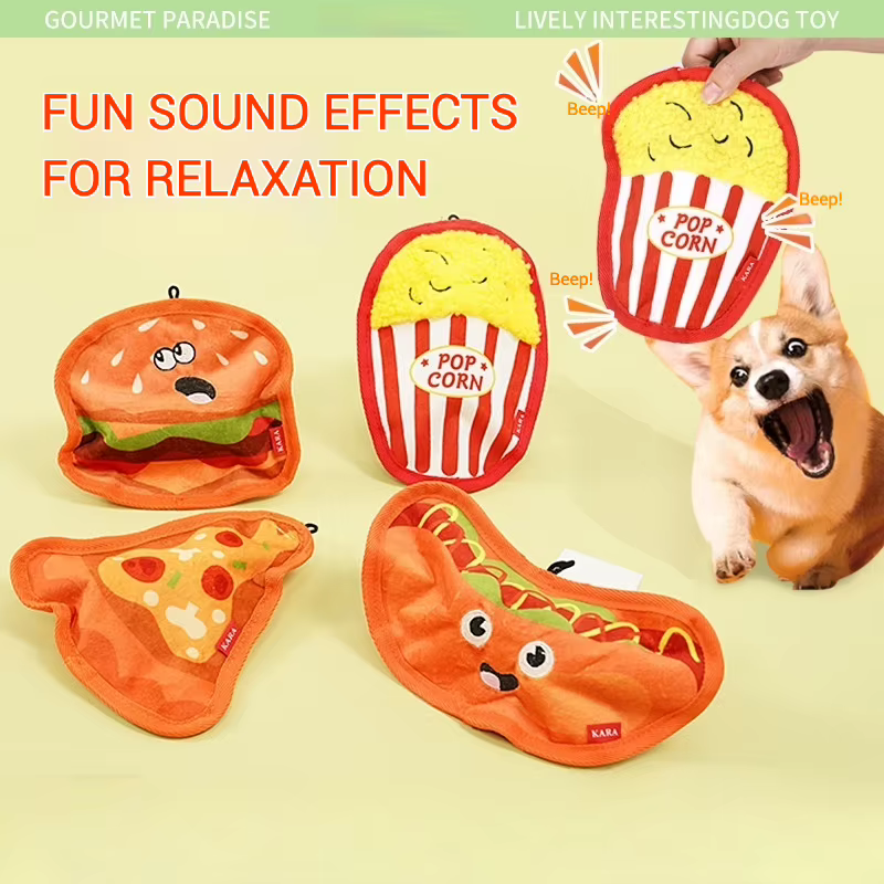 Set de juguetes para perros con forma de comida rápida, suaves y masticables - imagen 5