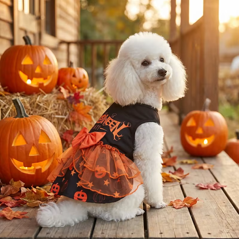 Tutú naranja con lazo para perros y gatos – Disfraz de Halloween - imagen 5