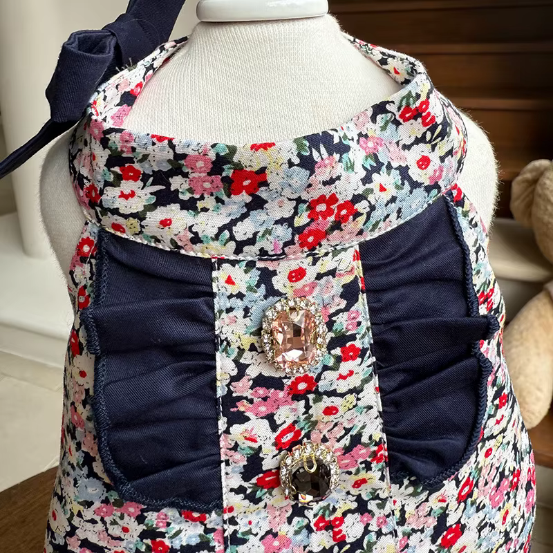 Vestido floral para perros pequeños – Estilo princesa con lazo para bodas - imagen 3