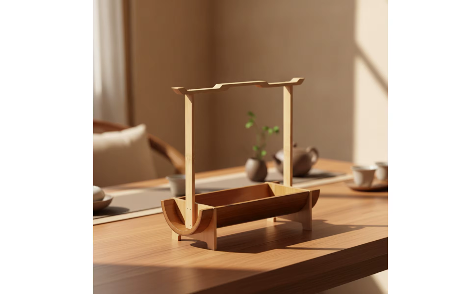 Caja de Bambú para Aperitivos con Asa - Vista lateral mostrando su diseño