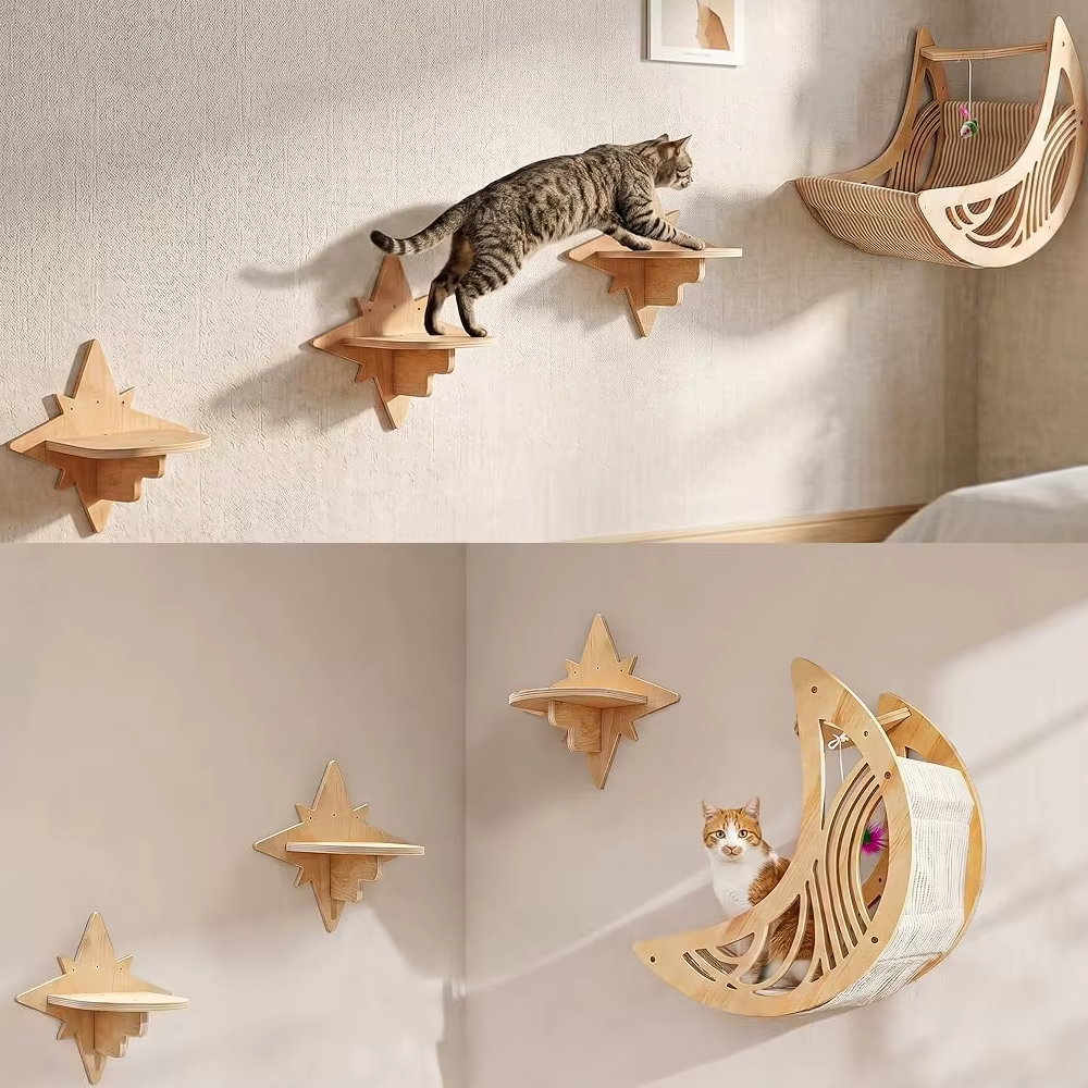 Detalle del diseño de pared para gatos