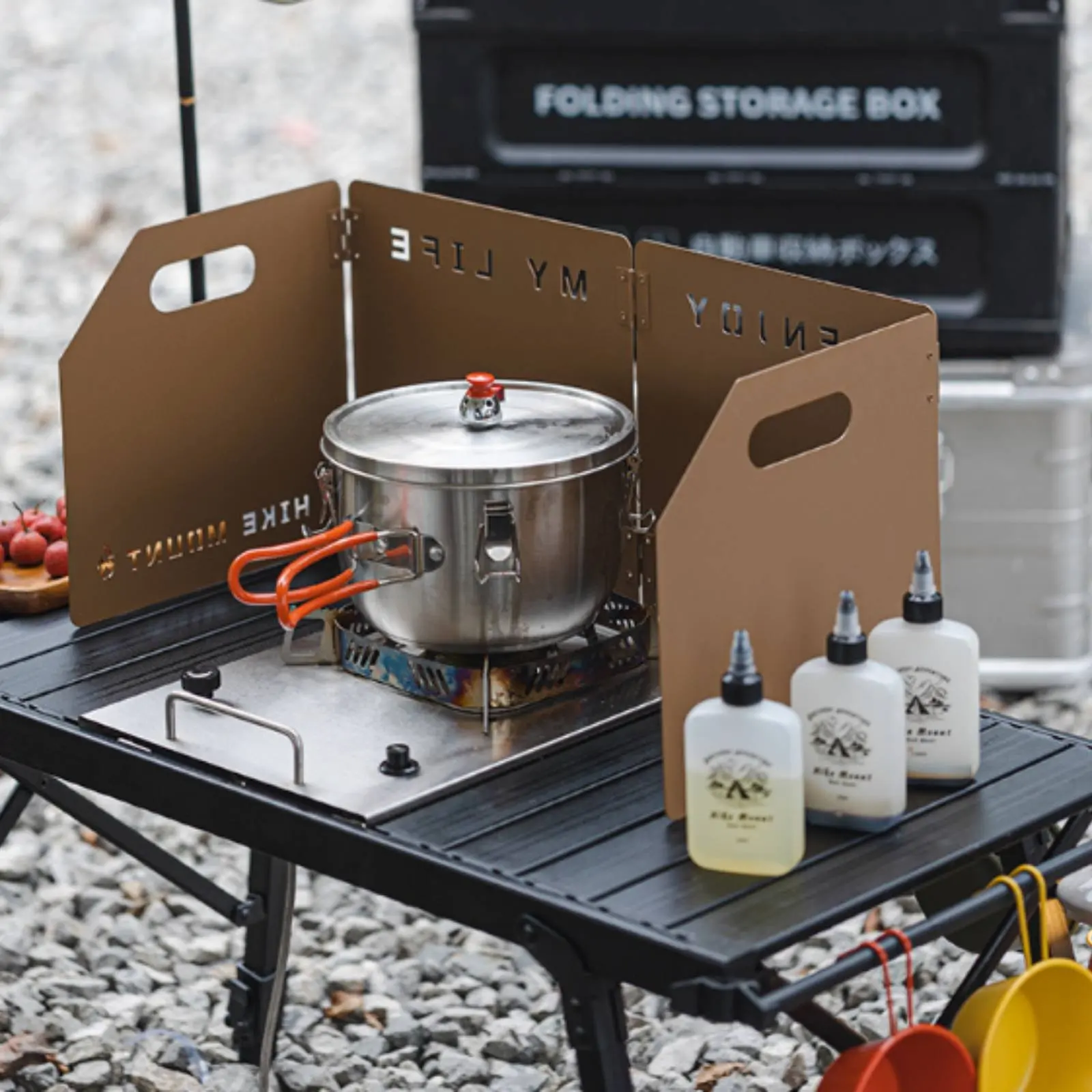 Olla de acero inoxidable para acampar ligera con bolsa de transporte