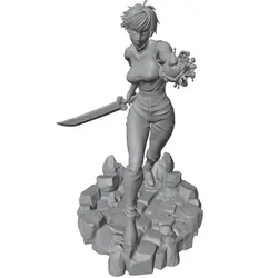 Figura de personaje anime gris impresa en 3D para decoración
