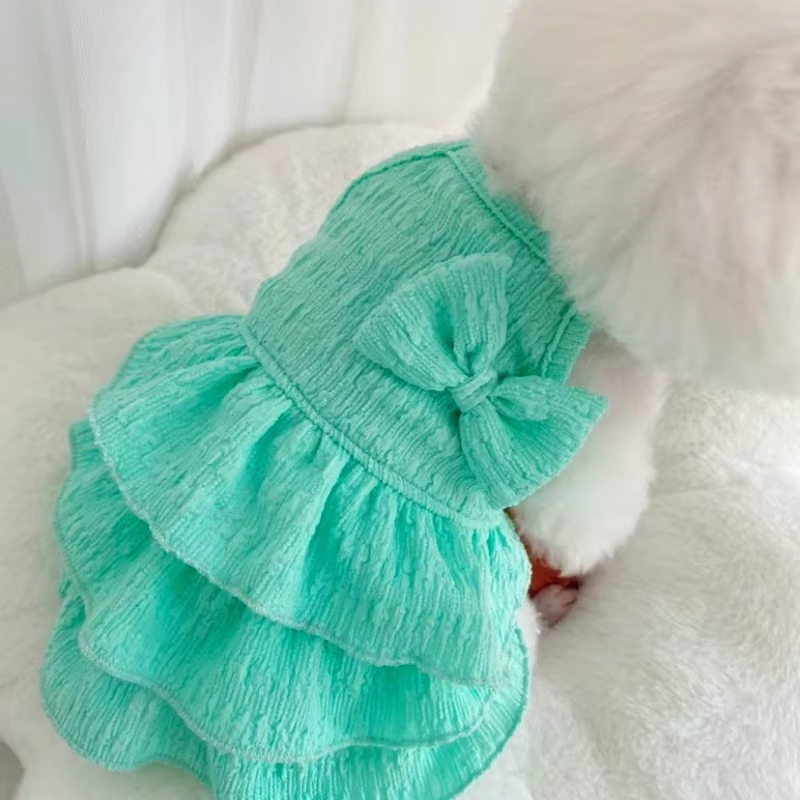 Vestido estilo princesa con lazo para perro mini y gato
