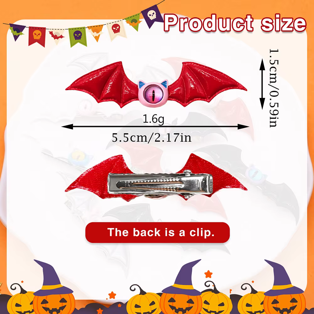 Pinzas para el pelo de perro Halloween alas de murciélago - imagen 5