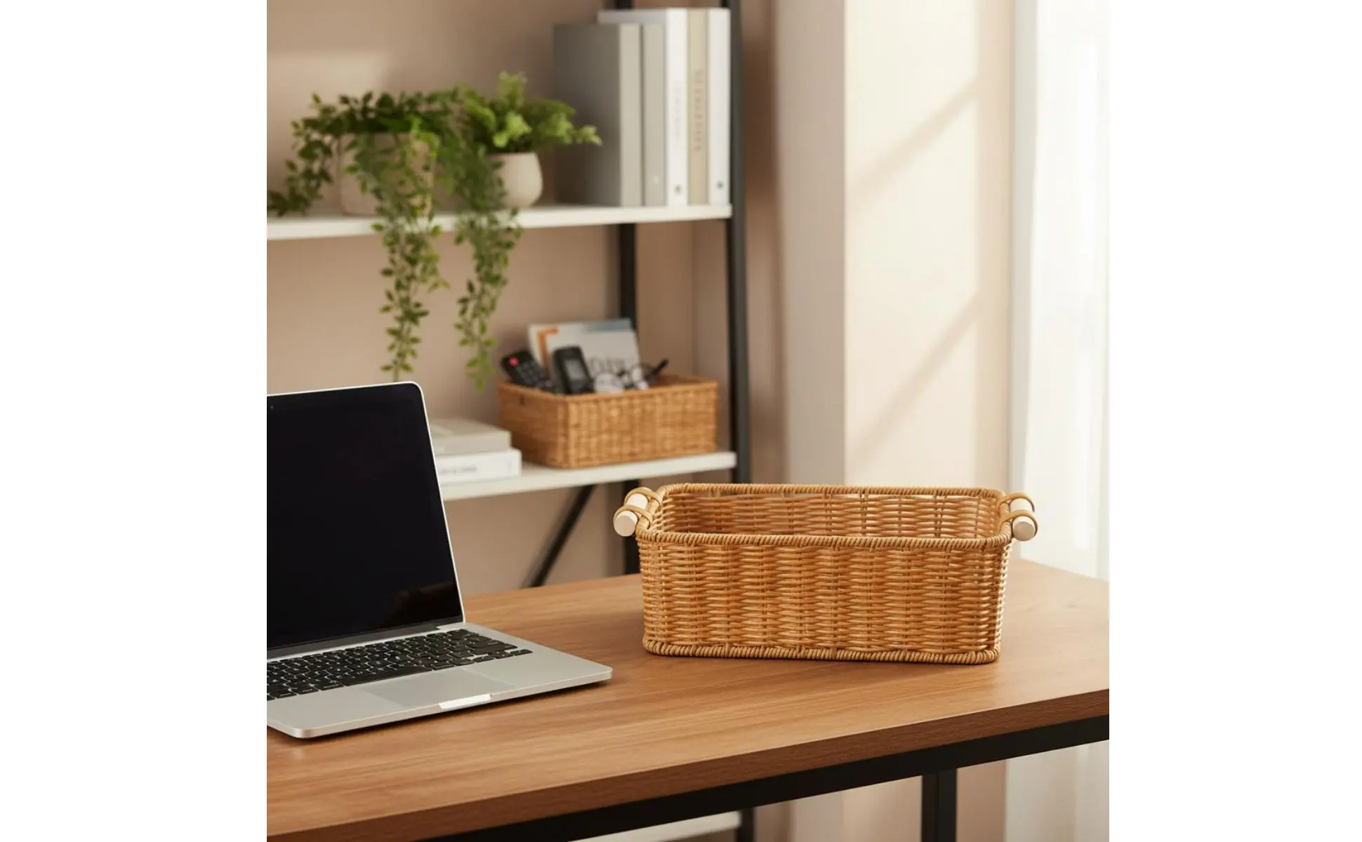 Cesta rectangular en sala de estar