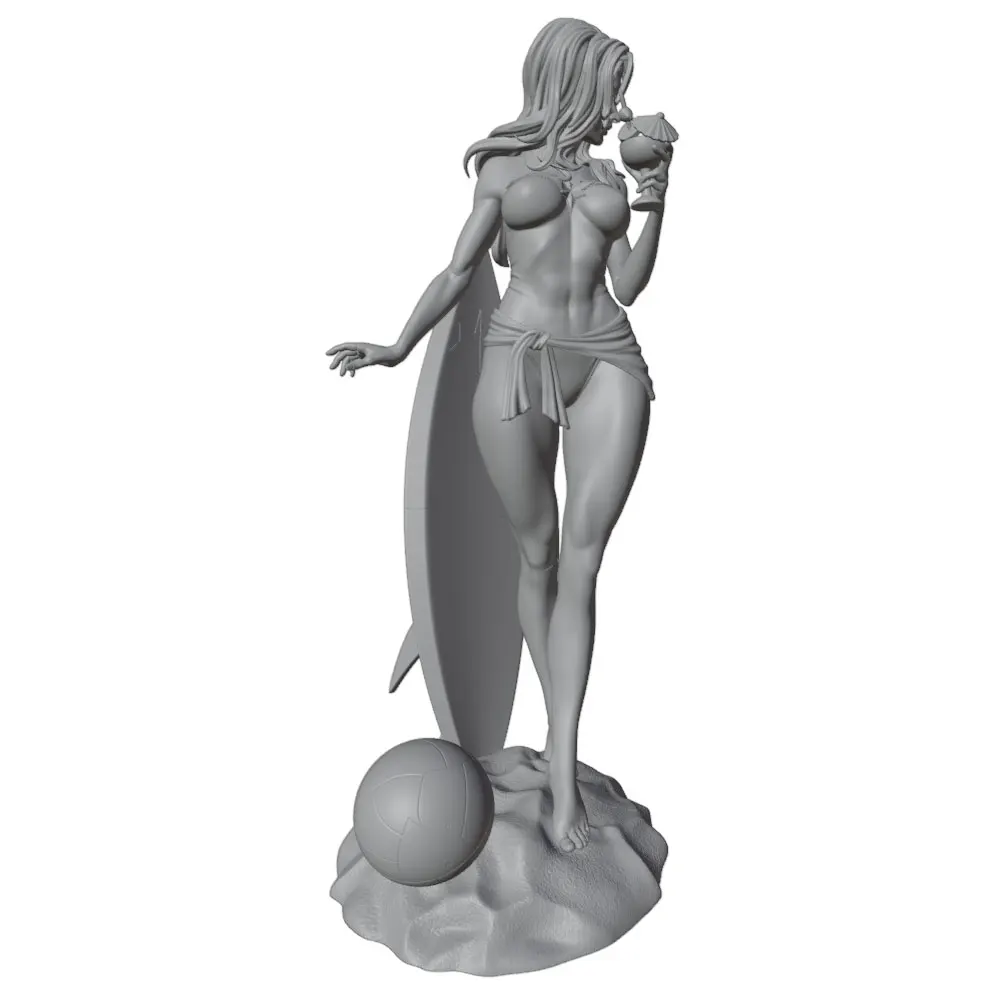Kit resina chica sexy 1/24 (75 mm) – Miniatura 3D gris DIY sin pintar - imagen 3
