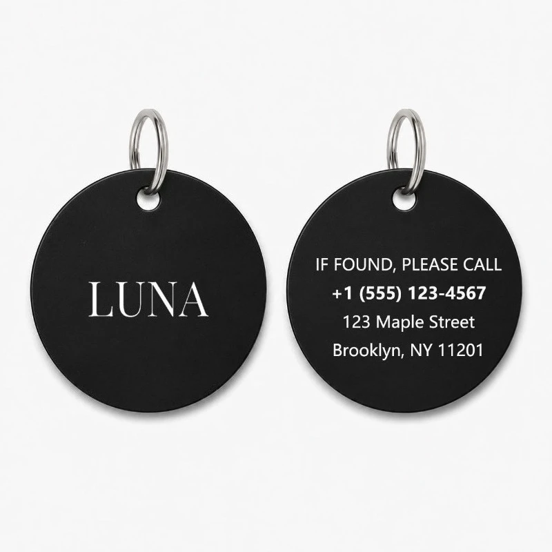 Placa identificación personalizada redonda aluminio perros gatos - imagen 2