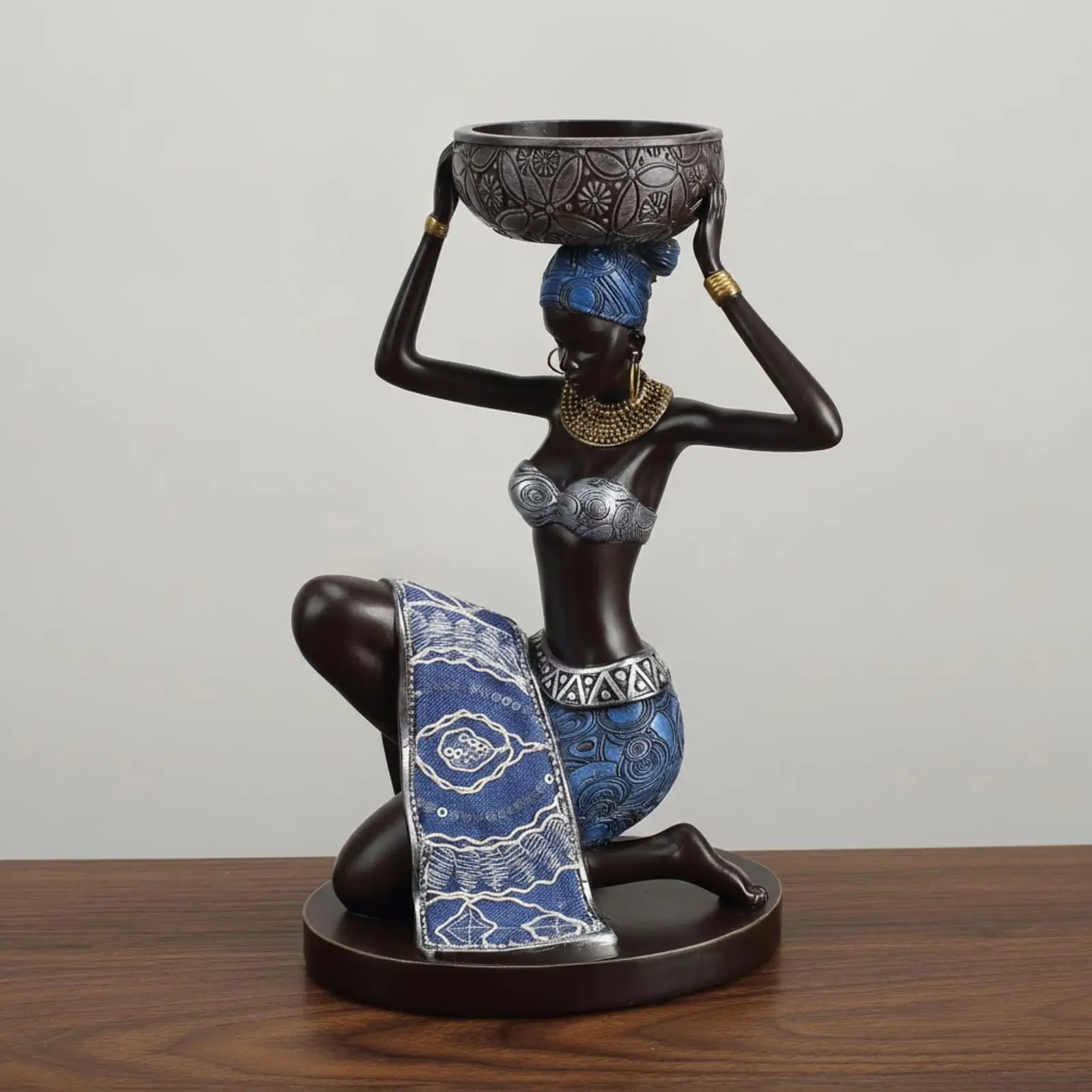 Figurita portavelas dama africana resina estilo bohemio étnico - imagen 5