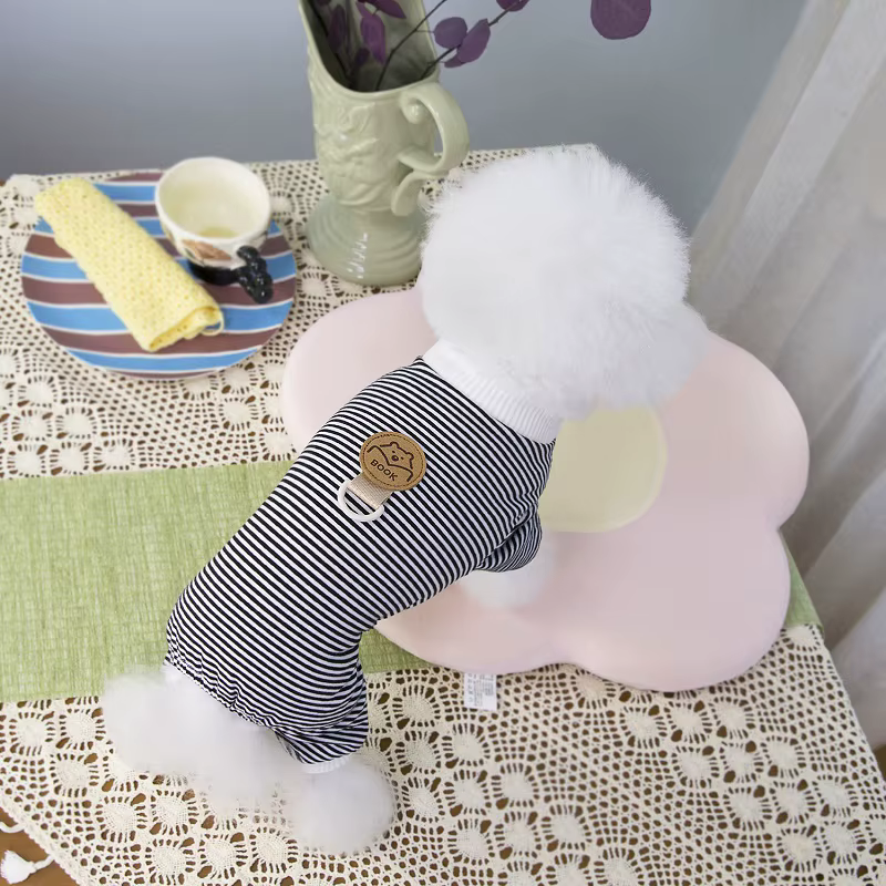 Sudadera pijama Chihuahua de algodón a rayas para perros y gatos - imagen 4
