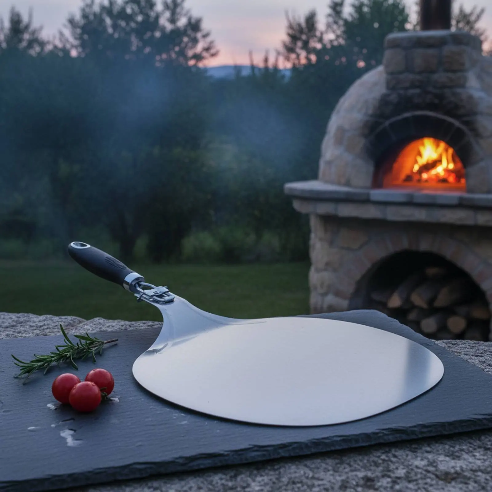 Pala para pizza de acero inoxidable plegable, fácil de limpiar y ligera