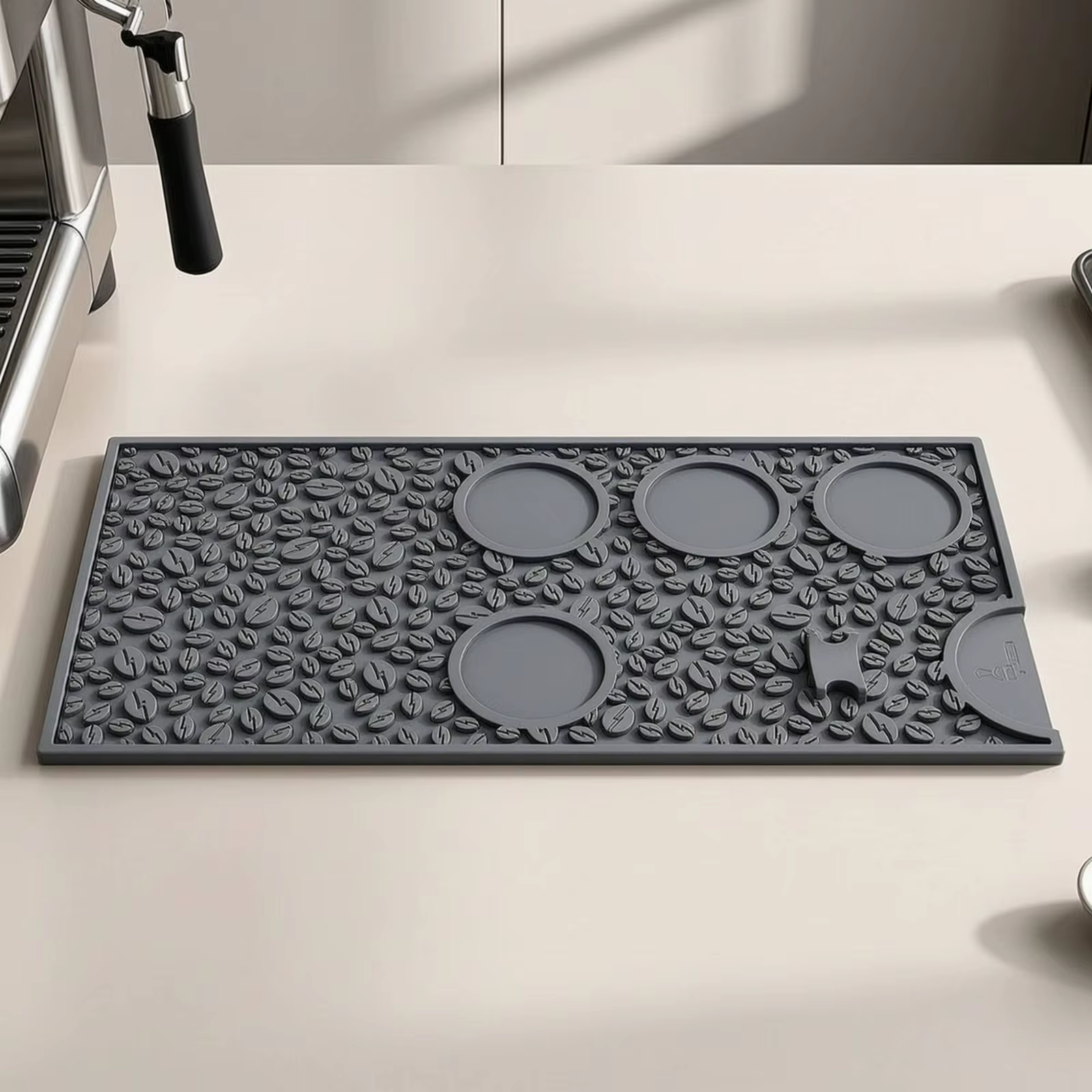 Alfombrilla de silicona para café con ranuras, fácil de limpiar - imagen 3