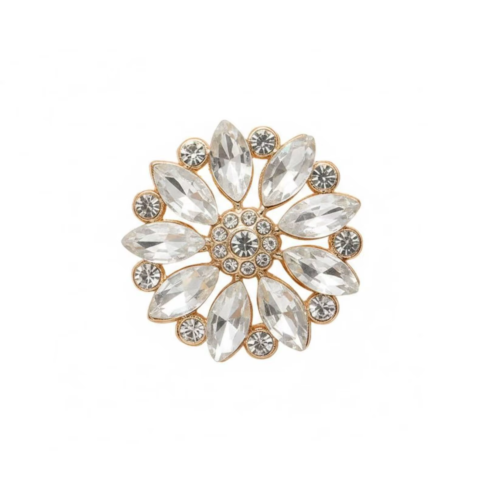 Botones de diamante con forma de flor en cristal, paquete de 4 unidades