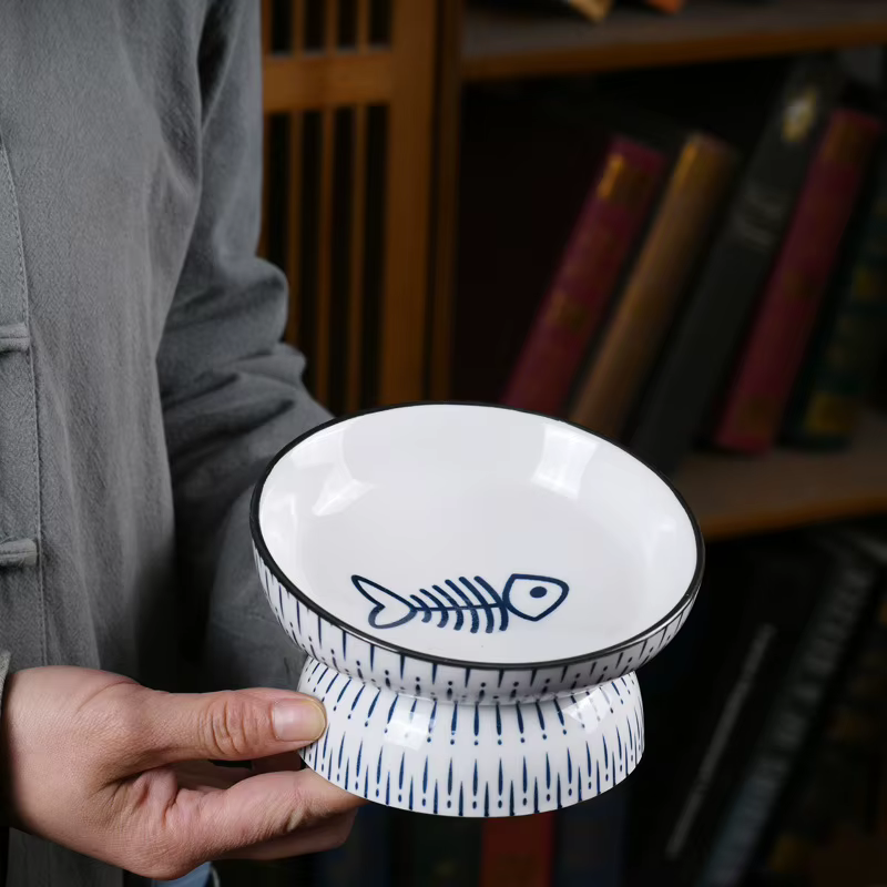 Tazón cerámica para gatos estilo japonés boca inclinada anti-mancha - imagen 2
