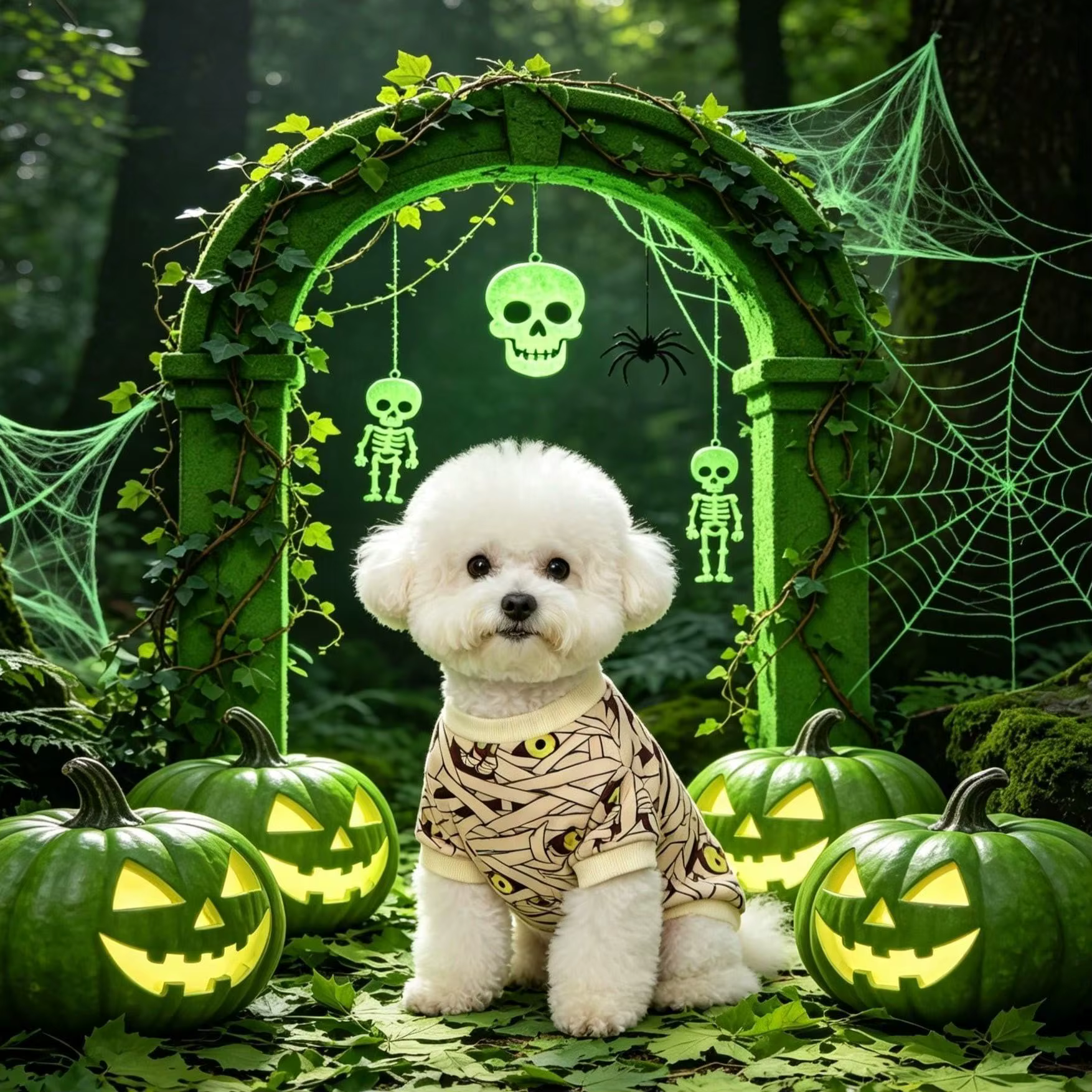 Perro disfrazado de momia