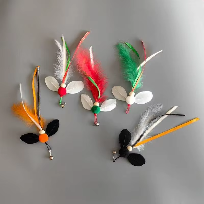 Juguete para gatos de plumas y peluche, interactivo de juego