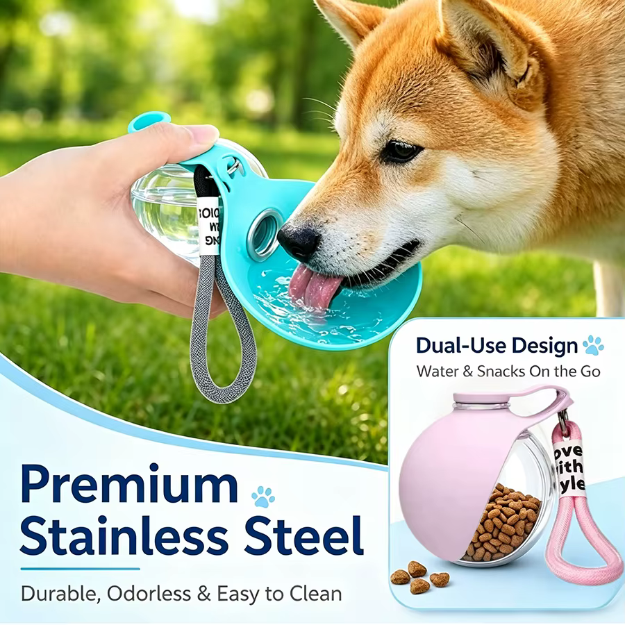 Botella de agua portátil plegable para perros y gatos anti-fugas - imagen 2