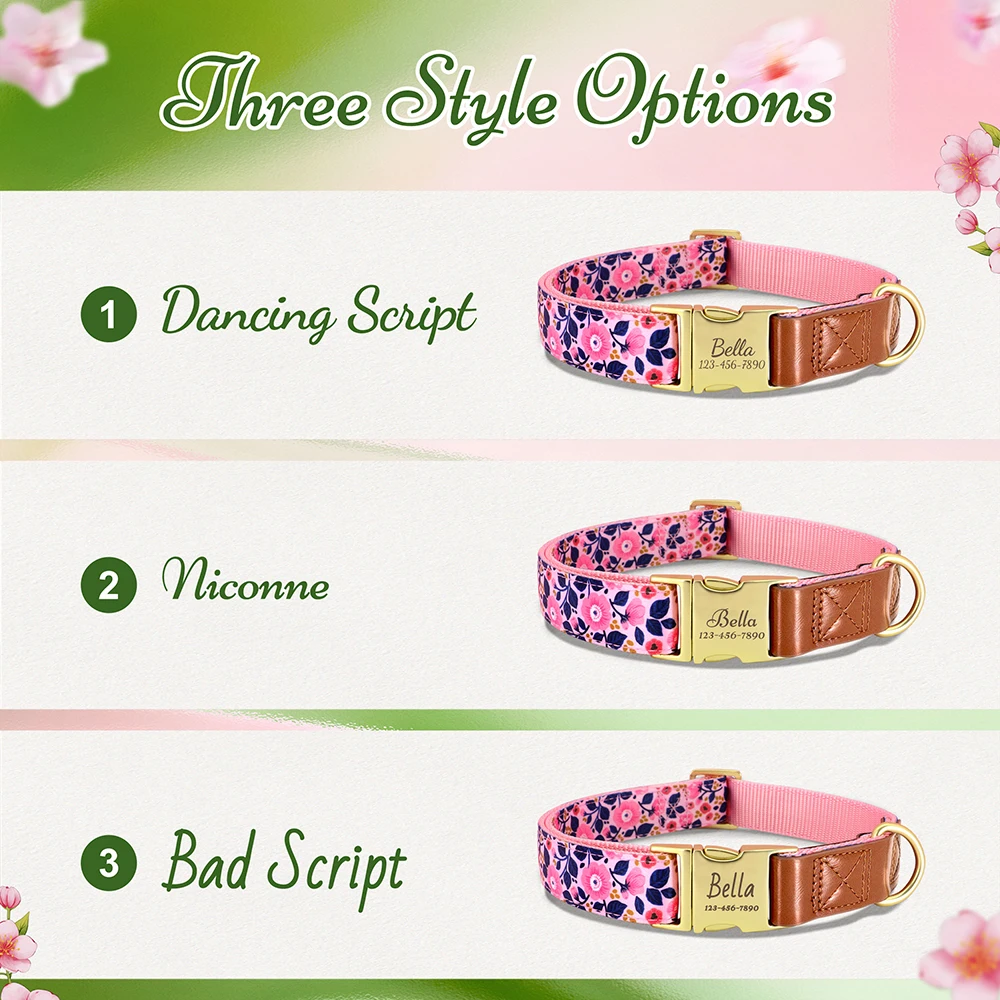 Collar floral para perros Beirui en nailon