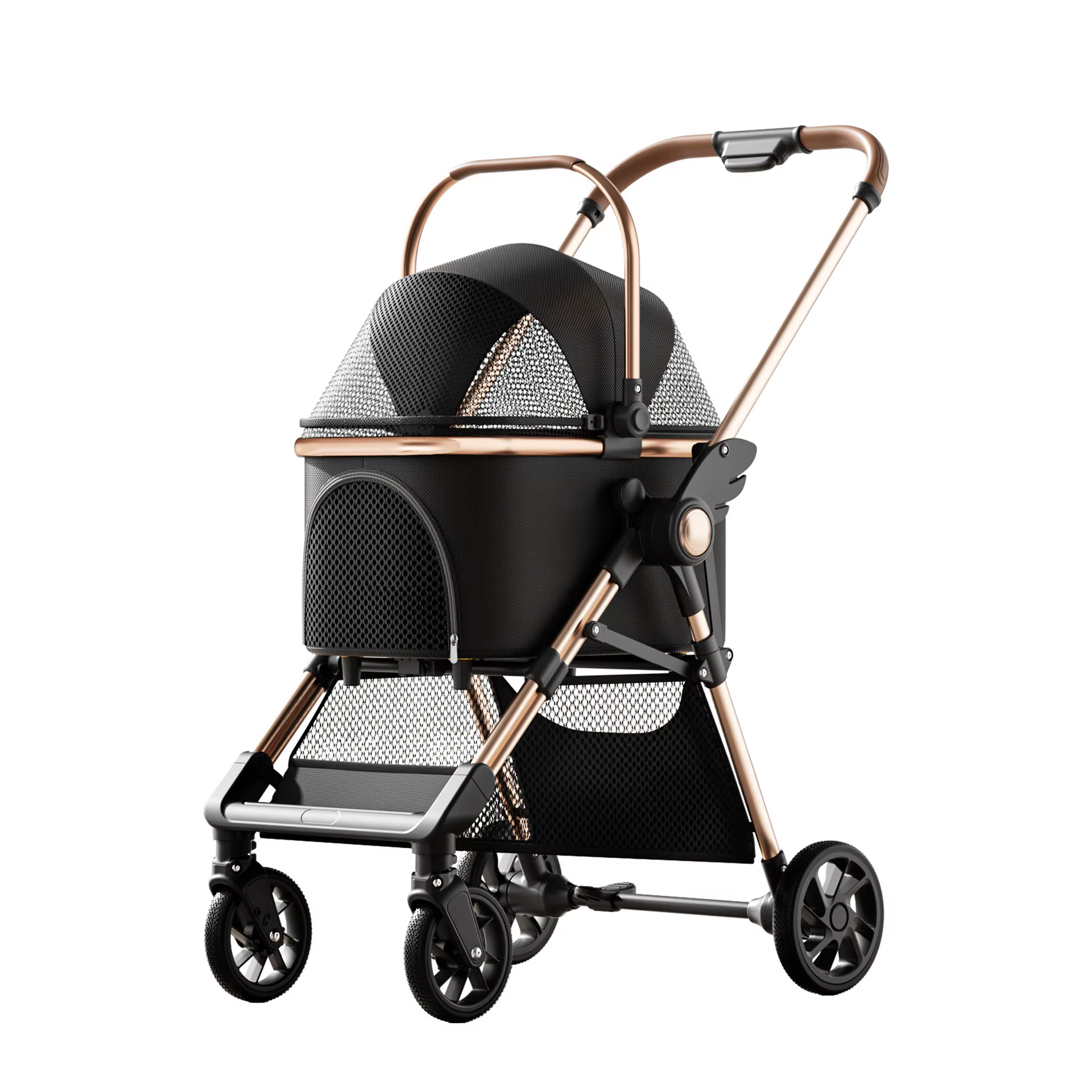 Carrito de paseo plegable para perros y gatos con cesta desmontable - imagen 3
