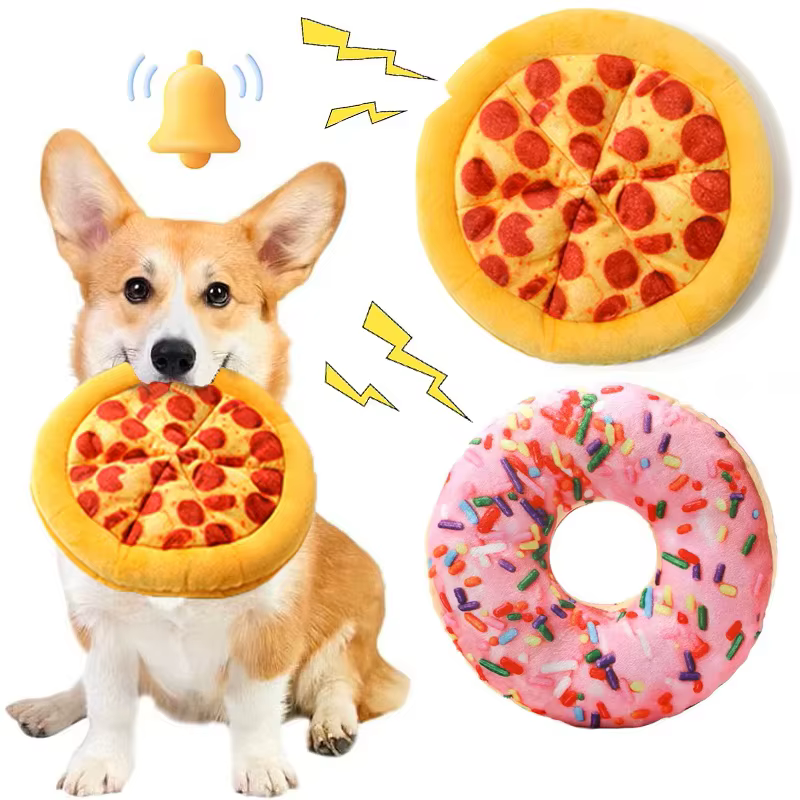 Peluche con forma de pizza para perros