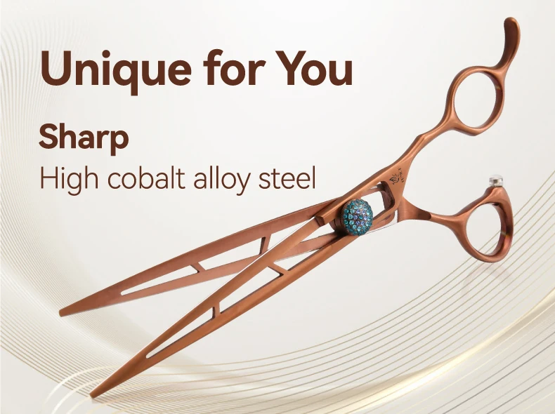 Detalle del filo de las tijeras curvas