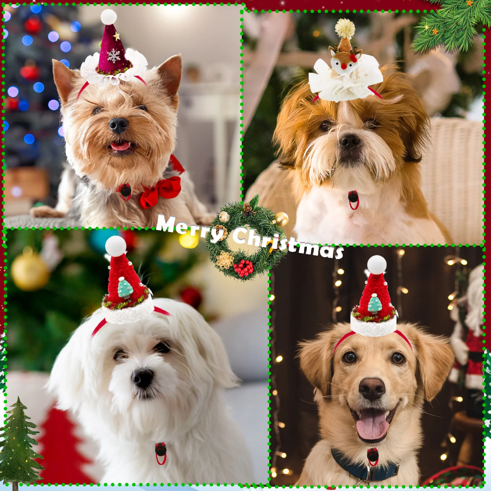 Gorros Navideños Ajustables para Perros y Gatos – Pack de Lazos de Fiestas - imagen 5
