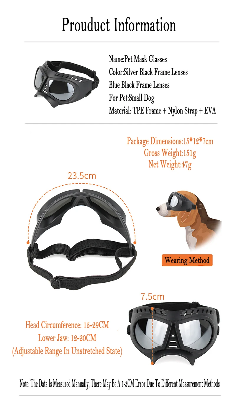 Gafas de sol ajustable para perro pequeñas