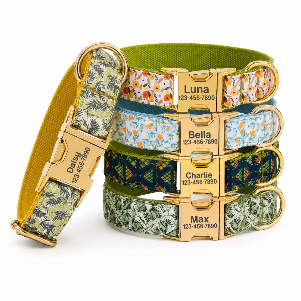 Collar personalizado para perro con hojas naturales y nombre - imagen 5