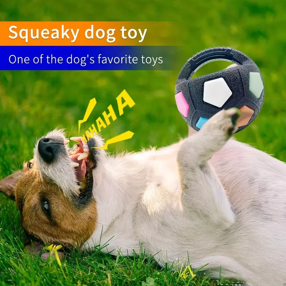 Pelota interactiva para perros con asa de agarre